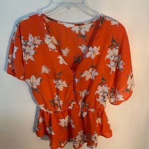 $3 when bundled Orange floral short sleeve top